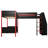 L-Shaped Twin Over Twin Gaming Loft Bed with Desk, Shelves & LED, Black & Red