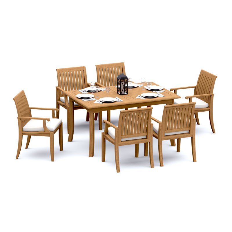 Lagos Teak Wood Patio Dining Set with, 6