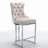 Velvet Upholstered Metal Bar Stools Set with Tufted Back and Nailedhead Trim-1587019554