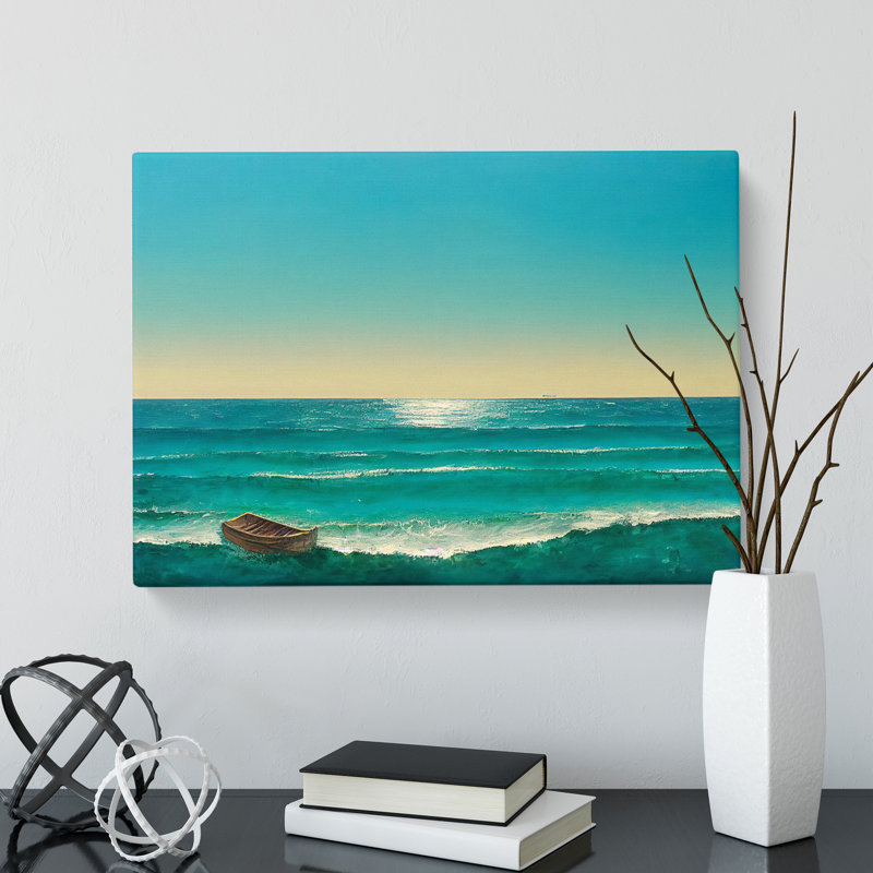 XXX-H1022-WF-7843X Single Boat - Wrapped Canvas Print, 35cm H x 50cm W x 3cm D
