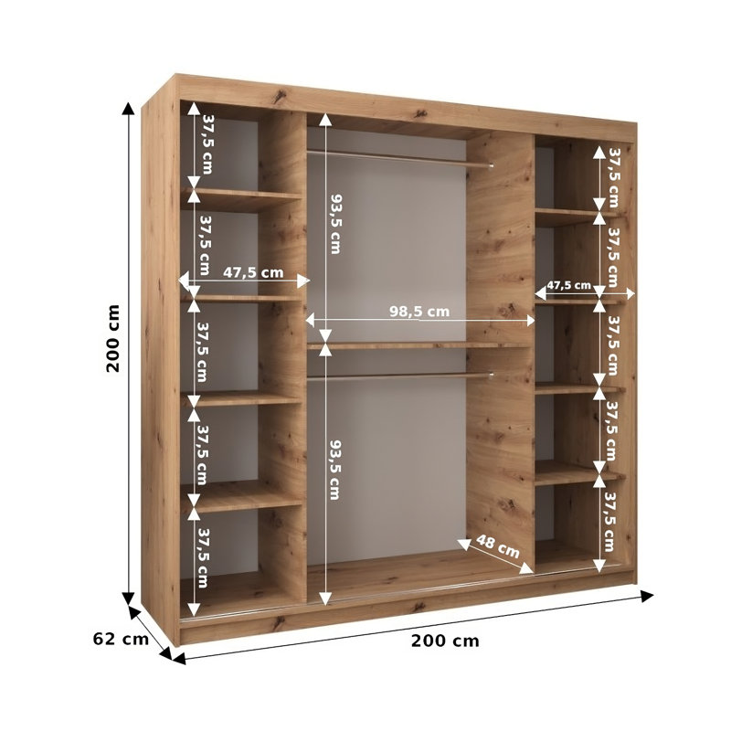 Abdu 2 Door Manufactured Wood Wardrobe, Black Matt