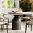 59" Round Dining Table for 8 With Sintered Stone Lazy Susan + Dark Walnut Solid Wood Base-116510853-116510855