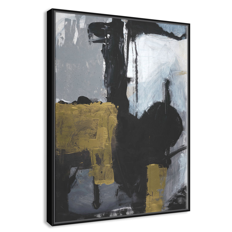 «24K Abstraction - Floater Frame», reproduction d'art sur toile, Cadre noir, H 40 po x l 30 po x P 2 po