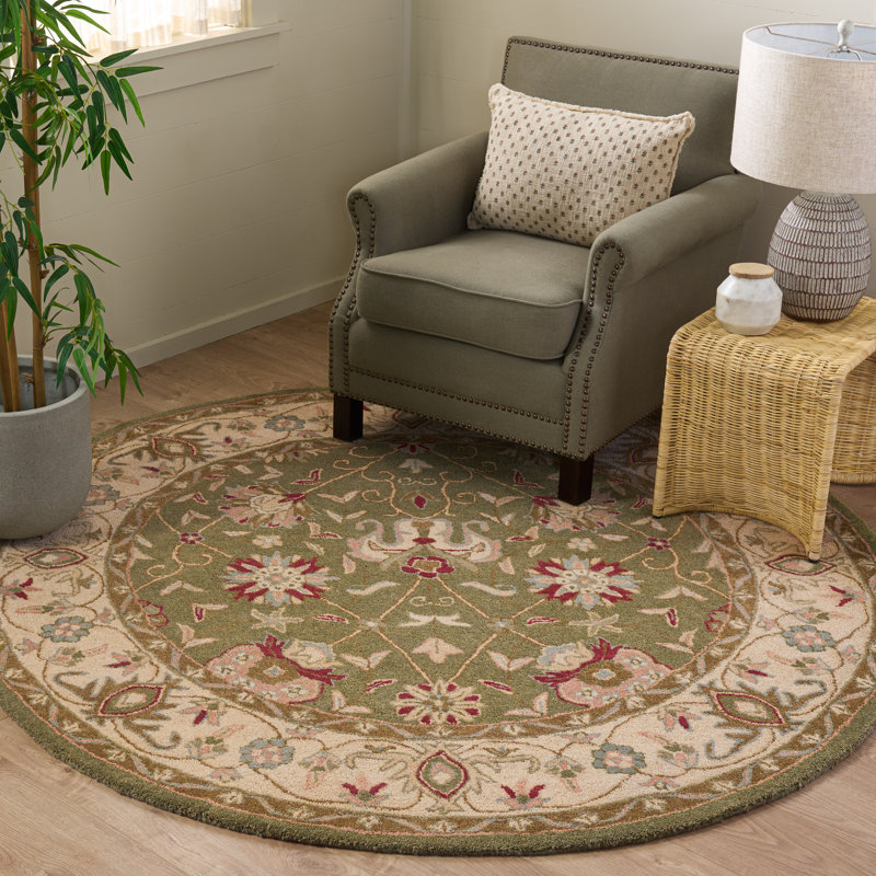 Tapis oriental en laine touffeté à la main Dunbar, Rond 6 pi
