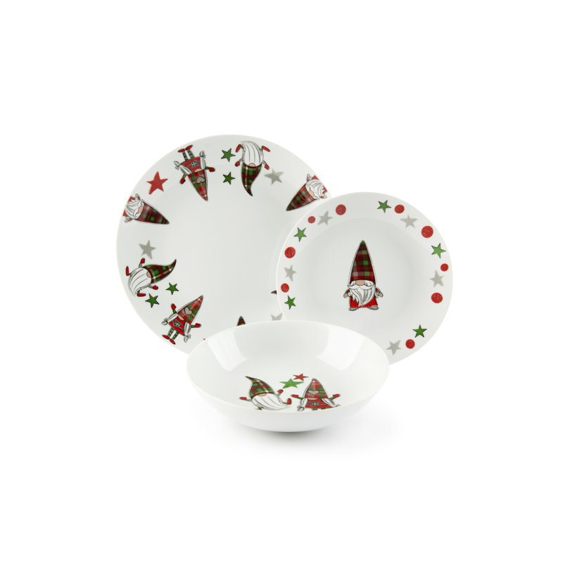 Tartan Gnome Dinnerware Set 18 Piece - Service for 6
