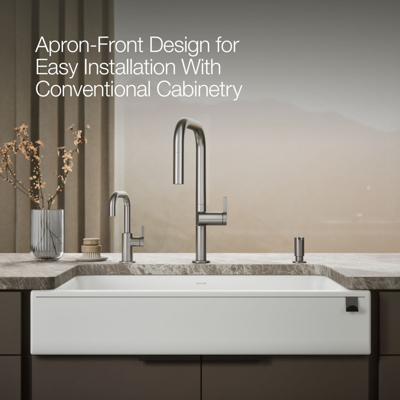 Cairn Undermount Single-Bowl Farmhouse Kitchen Sink, Matte White