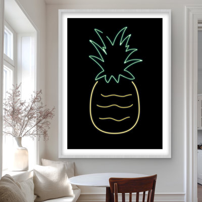 Neon Pineapple - Exotic Framed Matted Print for Home Decor