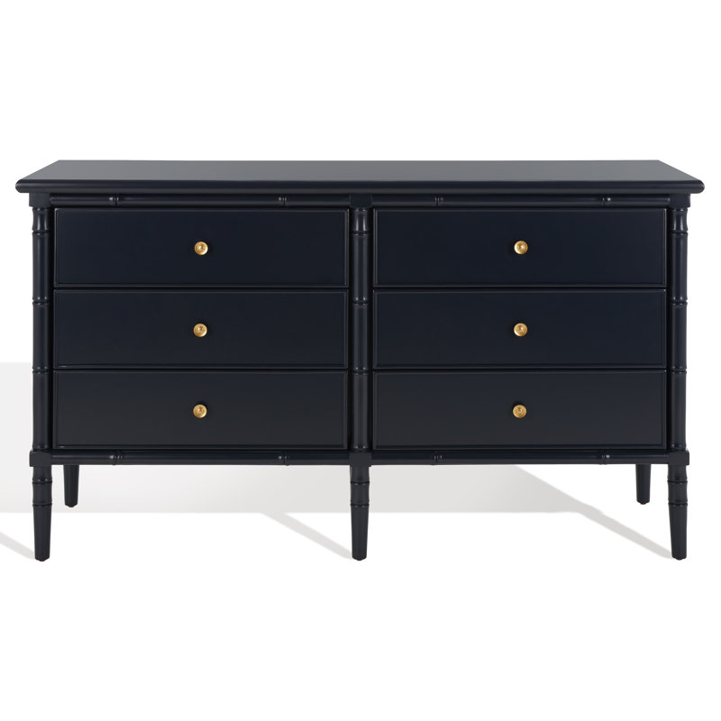  6 Drawer 56" W Double Dresser, Bleu marine