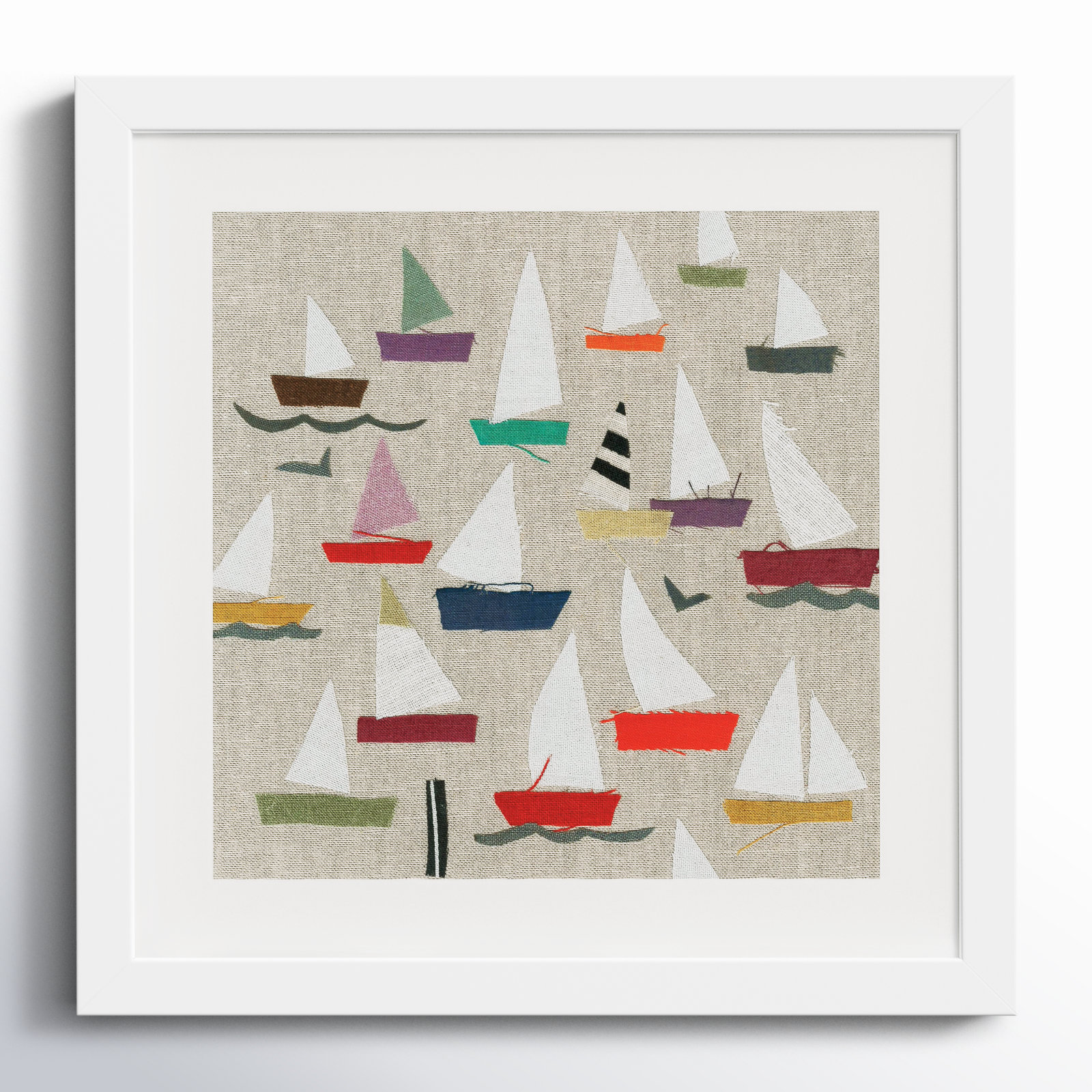 Montier Plain Sailing Framed on Paper by Jenny Frean Print, 13" H x 13" W x 1" D, White