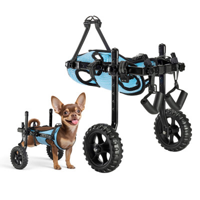 Fauteuil pour chien avec pattes arrières, fauteuil roulant réglable pour animal de compagnie à 2 roues, chariot pour chien léger avec roues amortissantes, fauteuil roulant de soutien pour mobilité réduite pour les chiens blessés de moins de 22 lb, très petit