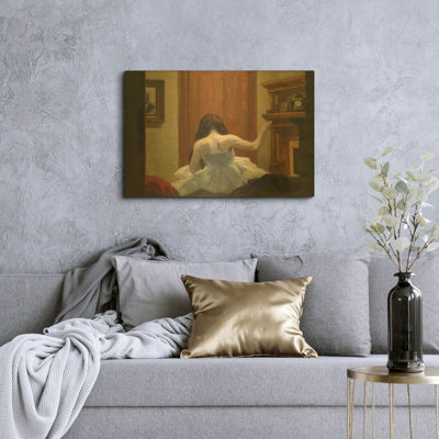 «New York Interior, c. 1921 "par Edward Hopper, art mural en métal doré, 16 po x 12 po