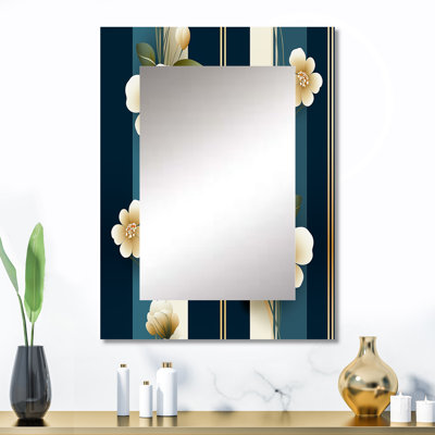 Symarah Classic Elegant Floral Striped Serenity - miroir mural unique rayé, miroir rétro, impression d'art en métal