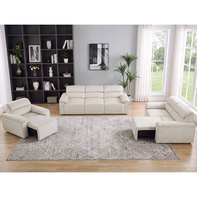 Power Reclining Sofa, Soft Velvet Sectional Sofa Set with Zero Wall Hugger Design & One-Touch Recline