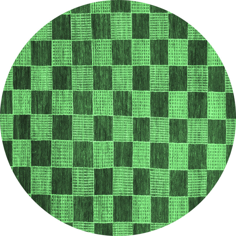 Washable Checkered Indoor Rug, Round 6'