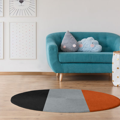 Tapis noir/gris/orange tissé à plat Baltimore