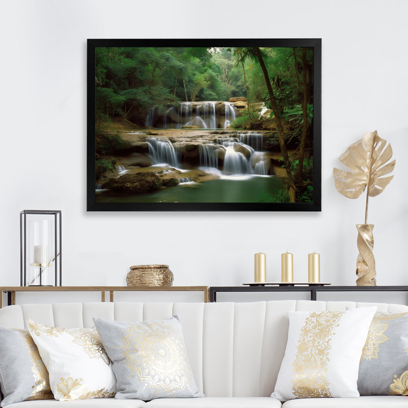 Chute d'eau en Thaïlande I - Impression, Cadre photo noir, H 30 po x l 40 po x P 1,5 po