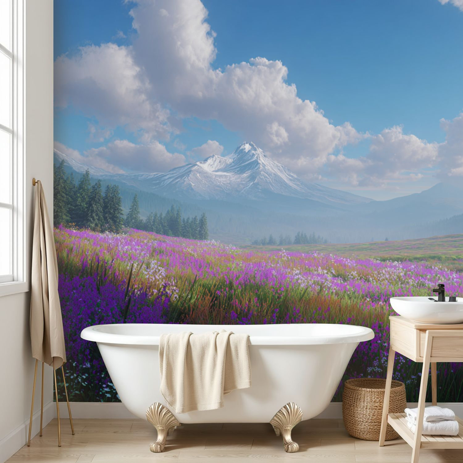 Latitude Run® Wall Mural Peel and Stick Wallpaper Mt Rainier Mountain ...