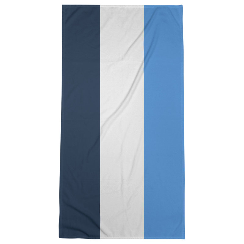 Cotton Blend Beach Towel, Light Blue/Off White/Navy Blue