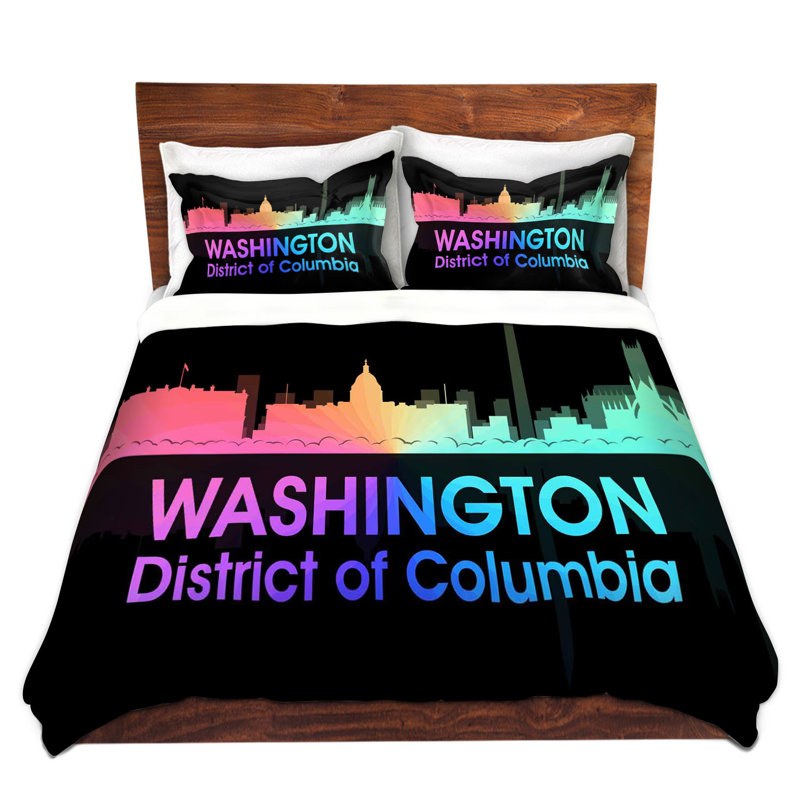 Ensemble de housse de couette city v washington dc, 1 housse de couette grand + 2 taies standards