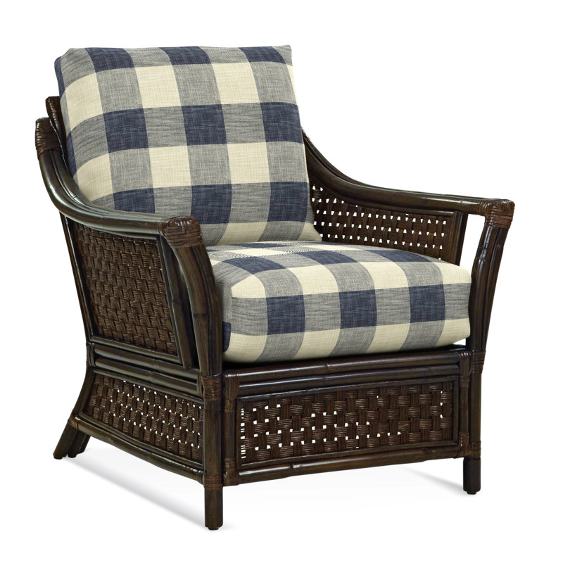 Boca Armchair, Blue Buffalo Check; 0120-61, Java