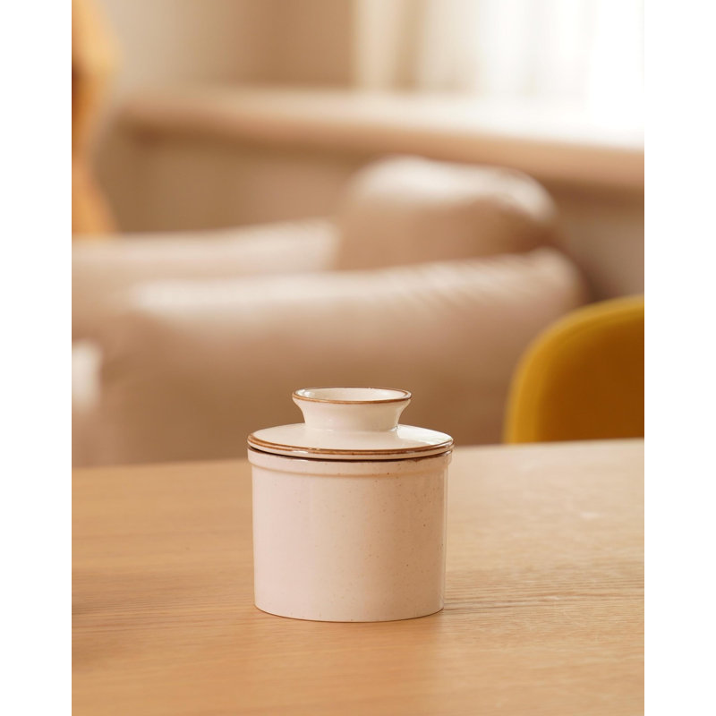 Butter Dish, Butter Crock For Counter With Water Line, Ceramic Butter Keeper For Spreadable Butter - Chrismas Gift Home Kitchen Decor - Reactive Glaze Collection - Shell White