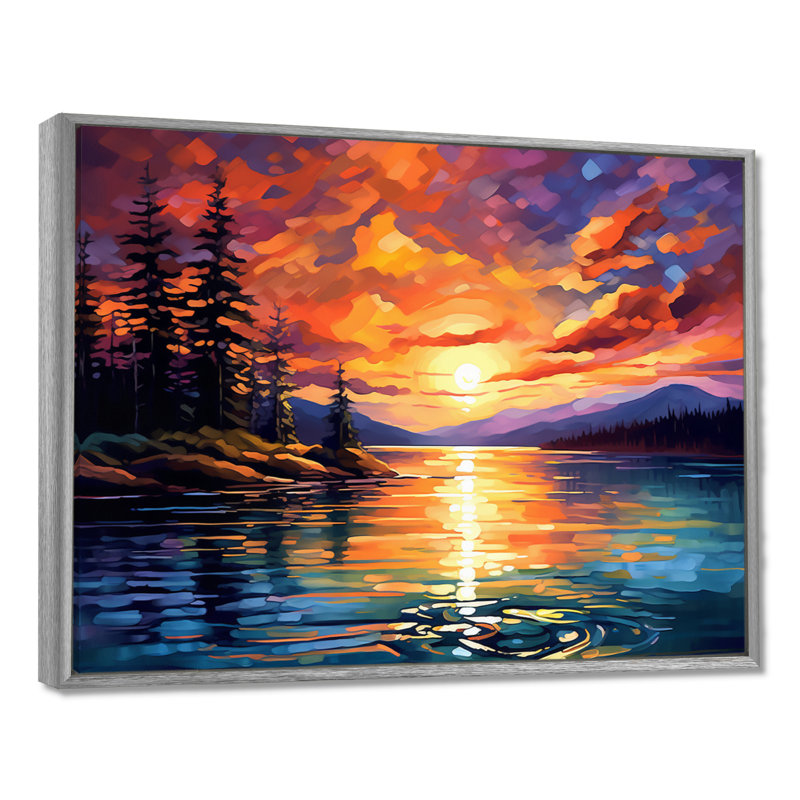 Coucher de soleil avec des reflets colorés IV - art côtier coucher de soleil sur toile, H 12 po x l 20 po x P 1 po