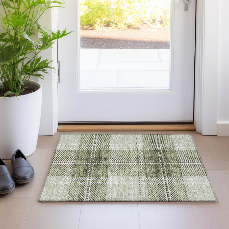 Premium Machine Washable Prisco Aloe Rug, Rectangle 1'8" x 2'6"