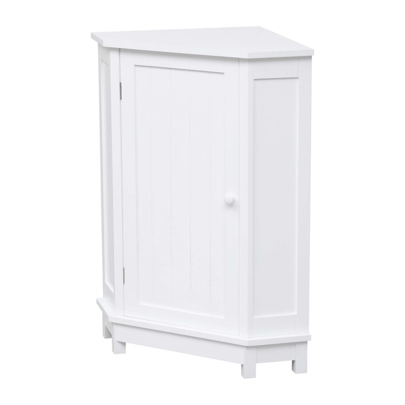 Bathroom Cabinet Triangle Corner Storage Cabinet With Adjustable Shelf Modern Style MDF Board