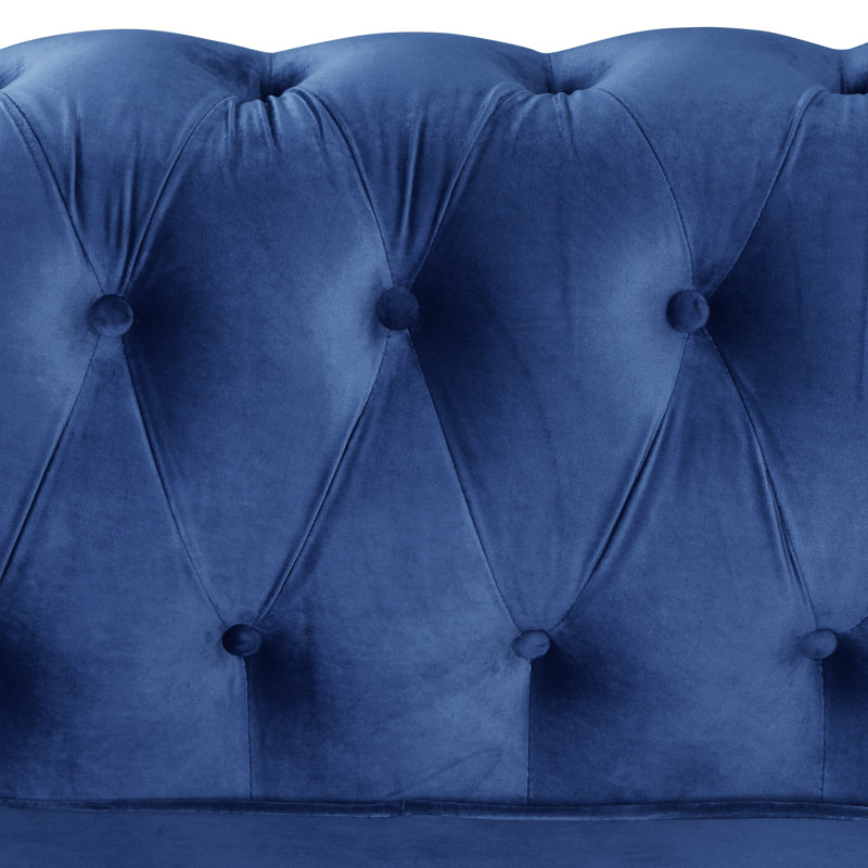 Ensemble de salon chesterfield 3 pièces Abdulhameed, Velours bleu