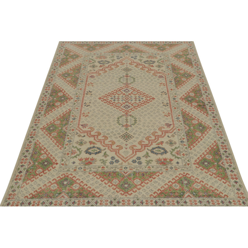 Distressed Homage Hand Knotted Wool Geometric Area Rug, Rectangle 10' x 14'