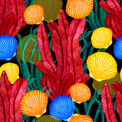 Motif aquarelle Wilridge avec coquillages par Color_Brush