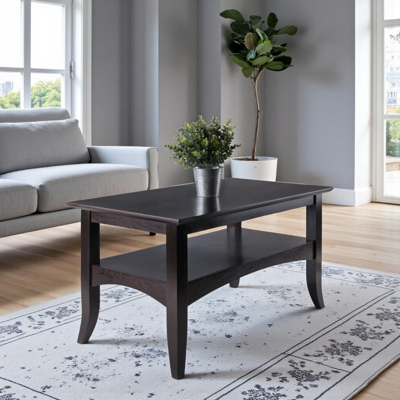 Camden Rectangular Coffee Table with Four Legs in Brown Finish, 17.85'' H X 33.5'' W X 18.5'' D