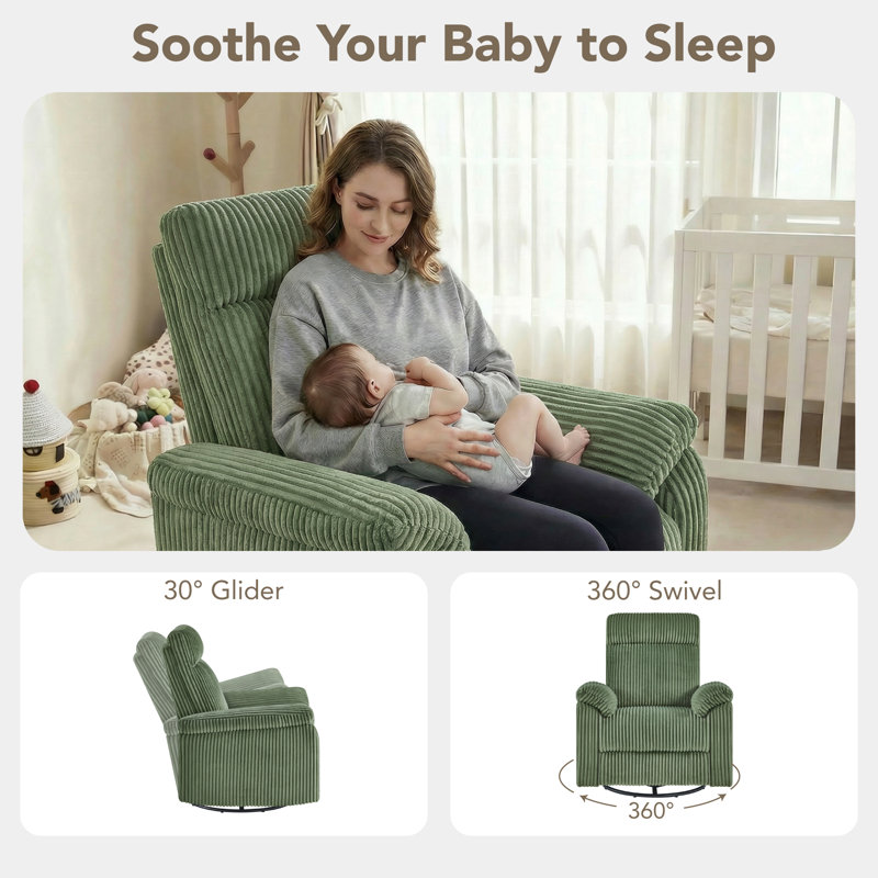 Newport Manual Swivel Glider Recliner, Moss Green
