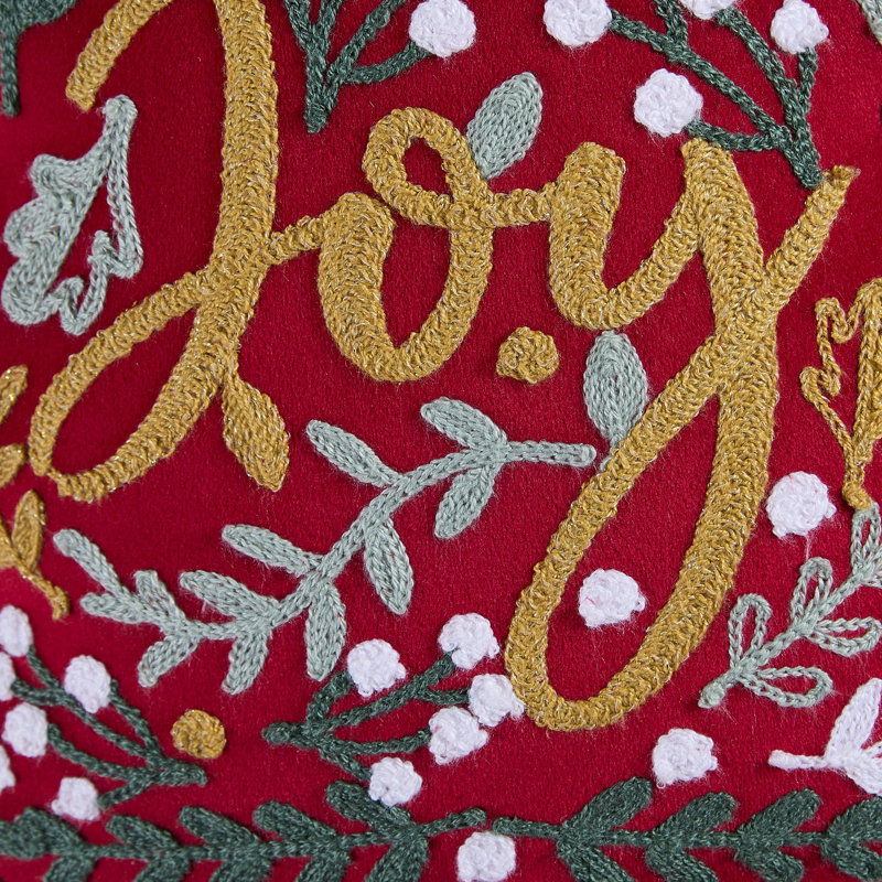 Christmas Tree 20" x 14" Embroidered Decorative Pillow, Red