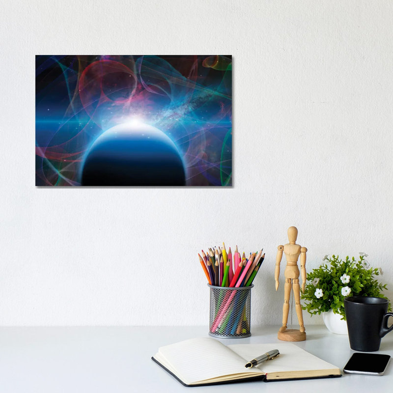 3D Rendering Of Planet With Nebulos Filaments by Bruce Rolff - Wrapped Canvas Print, 20.32 cm H x 30.48 cm W