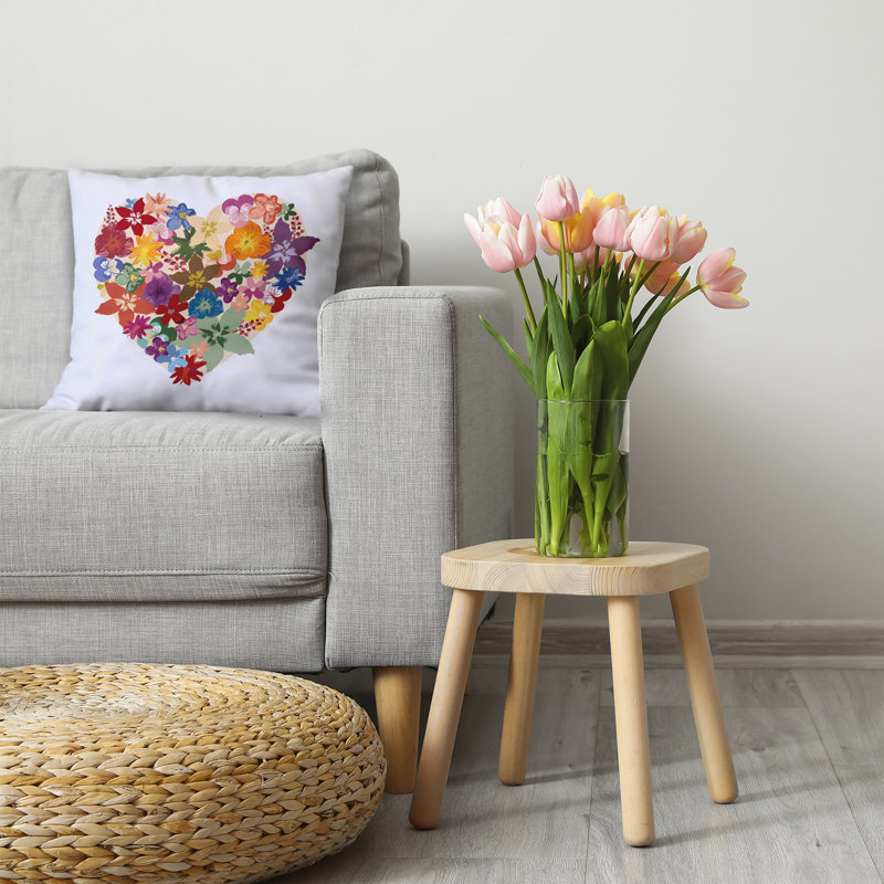 Coussin décoratif en polyester floral, H 26 po x l 26 po, Carré