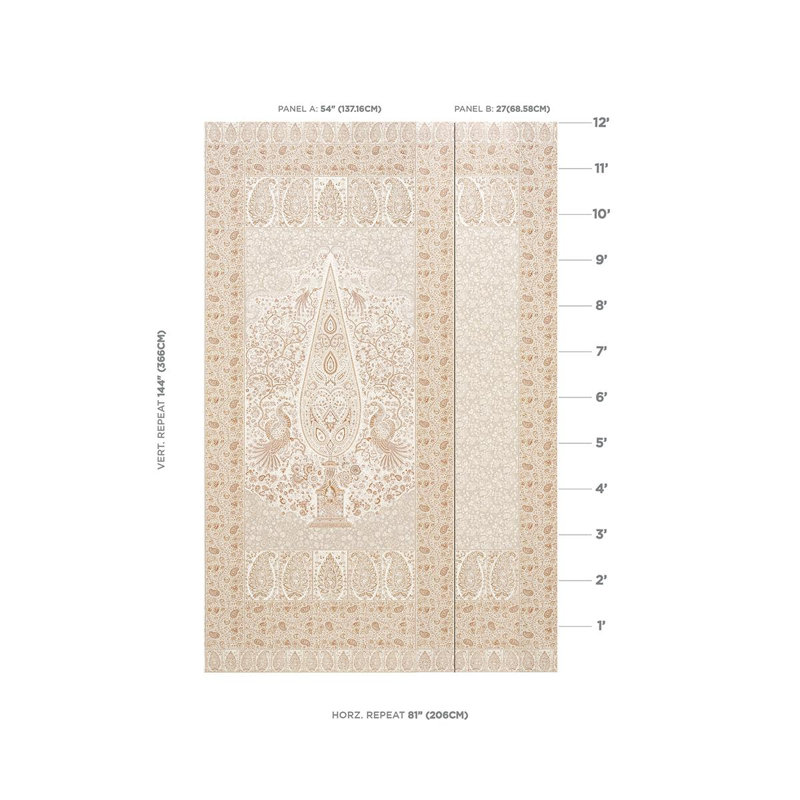 Colmery Paisley Panel Set, Parchment