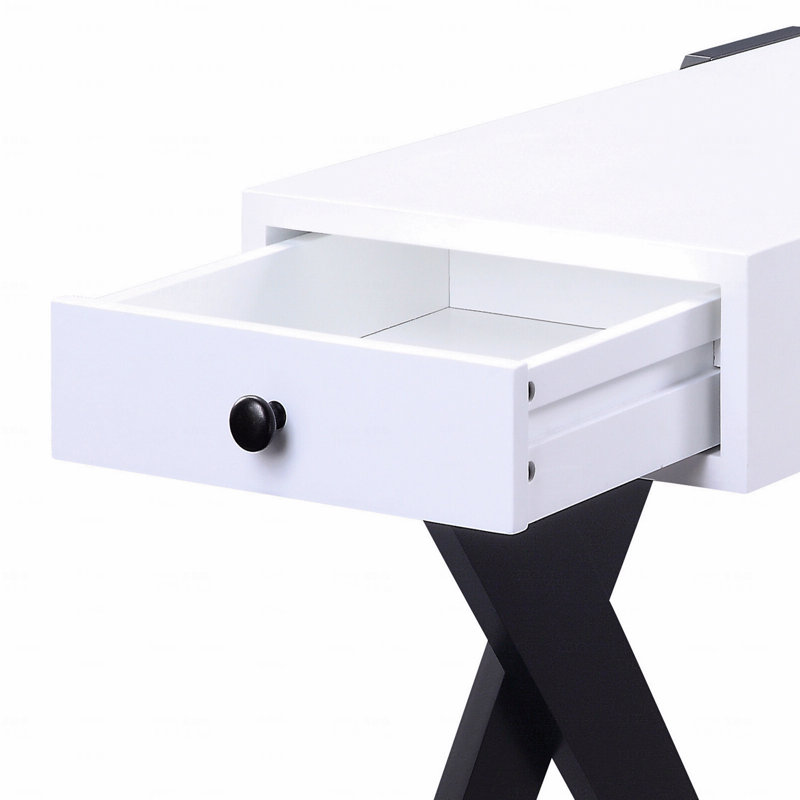 Table d'appoint avec ports USB, Blanc