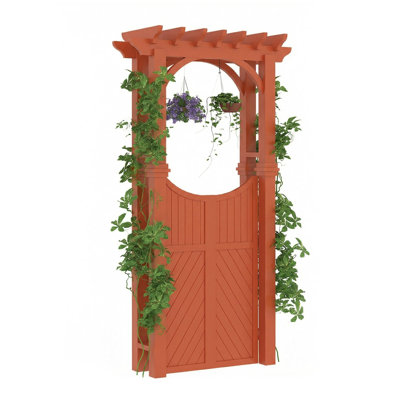 Tonnelle de jardin en bois avec portail et treillis, arche de jardin d'extÃ©rieur en sapin