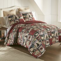 Fishing Stories Patchwork Bass Plaid Outdoor Living Ducks & Canoe Decorative Quilt Bedding Set Millwood Pines Size: Queen Quilt + 2 Shams