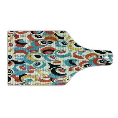 Ambesonne Psychedelic Tempered Glass Cutting Board Retro Evil Eyes Multicolor