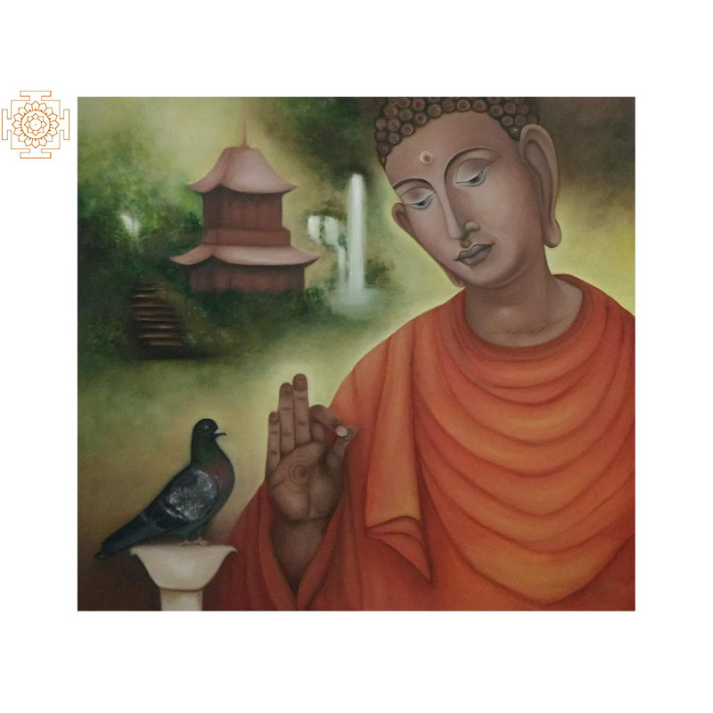Sangham Saranam - Bouddha | Huile sur toile | Par Jolly Sharma