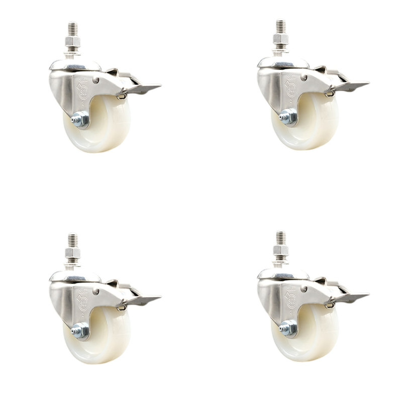 Ensemble de roulettes pivotantes en nylon avec frein