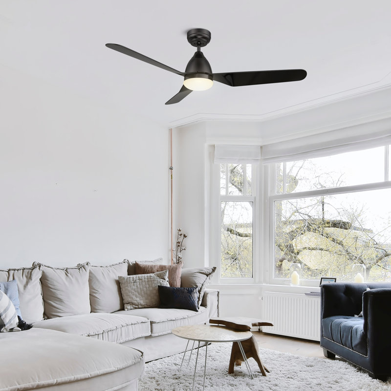 Elazaro 52'' Ceiling Fan with LED Lights, Black