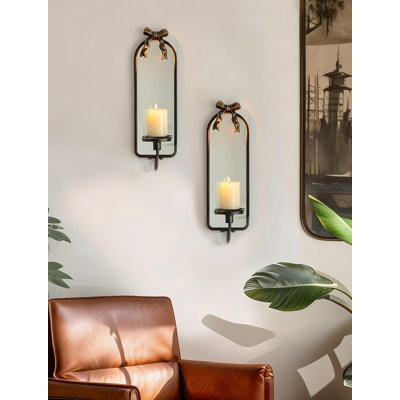 Set of 2 Metal Wall Candle Holder Decorative