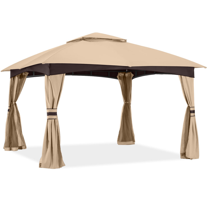 Steel Patio The Soft Roof Gazebos, Beige, 110" H x 143" W x 118" D