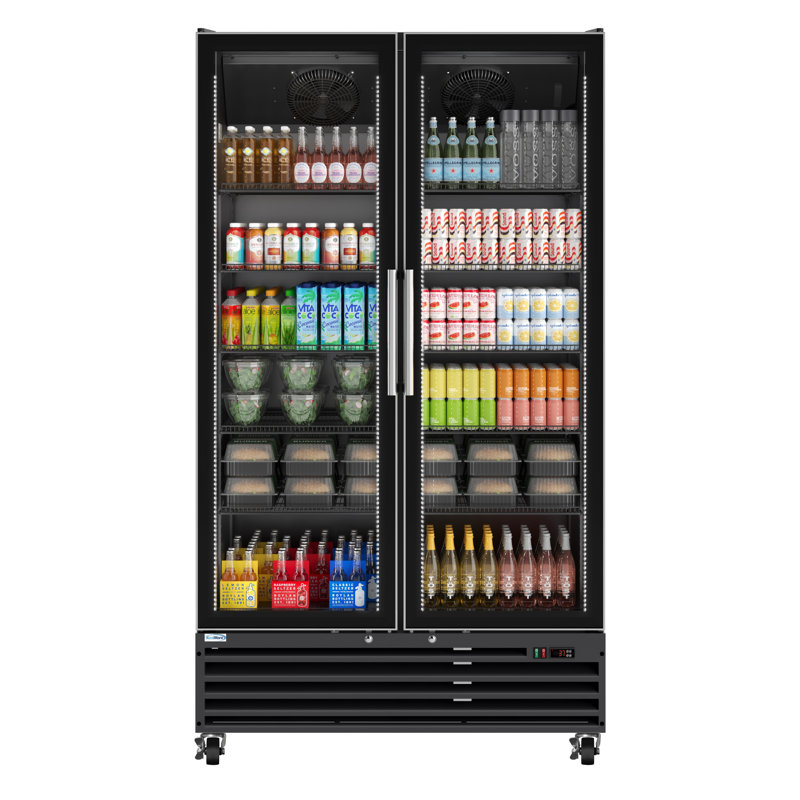 45 in. Two-Door Commercial Display Merchandiser Refrigerator in Sleek Black, 35 cu. ft. ETL Listed