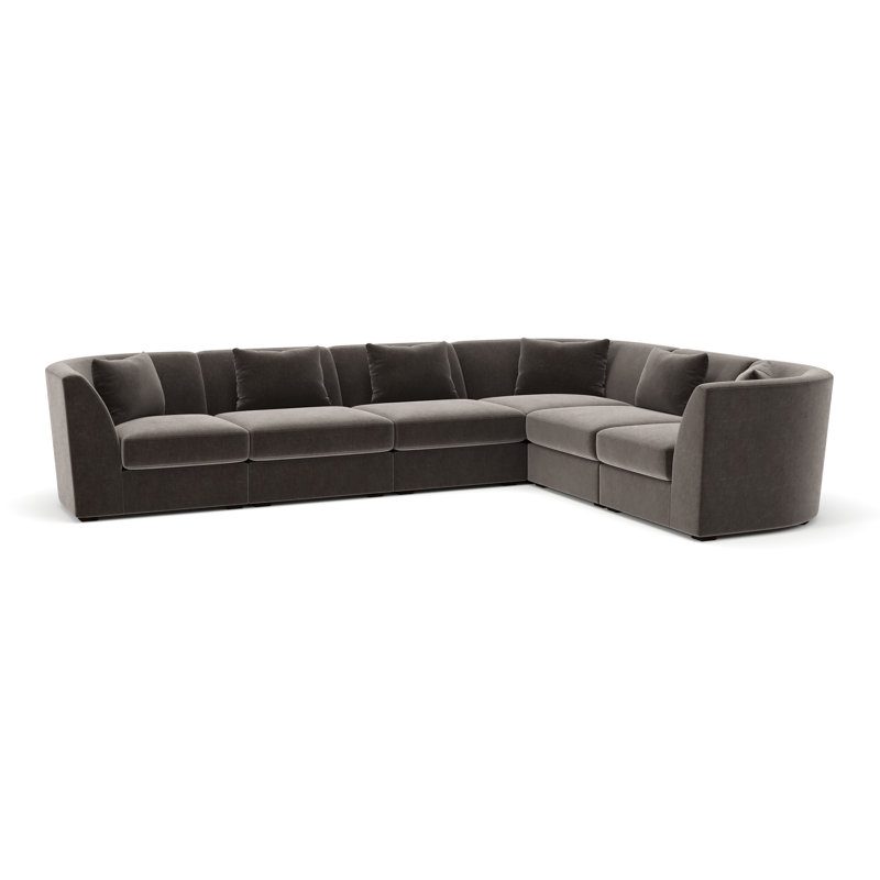 Krista 138" 6 - Piece Modular Curved Corner Sectional, Andrew Espresso Performance Chenille