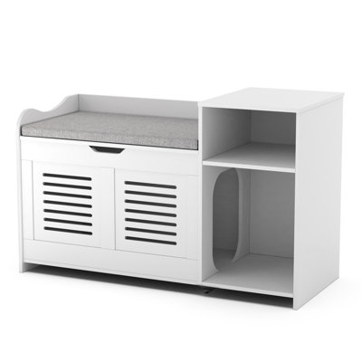 Cat Litter Box Enclosure With Seat Cushion, Top Opening Hidden Litter Box
