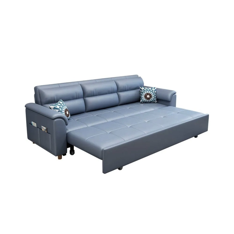 Canapé-lit convertible avec poches de rangement, Bleu